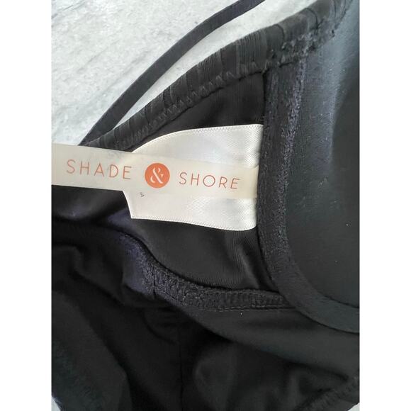 Shade & Shore 34B Black Ribbed One Piece Monokini Cut Outs Padded Underwire Bra - Picture 5 of 8